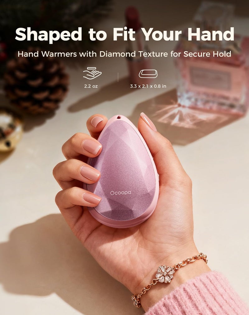 OCOOPA Women Rechargeable Hand Warmers 2 Pack, Portable, Stylish, Diamond-Shape Magnetic Electric Handwarmer, Reusable Pocket Heater, 2025 Tech Gifts for Christmas, Raynaud, Hiking, Camping, UT4 Rare - Image 2