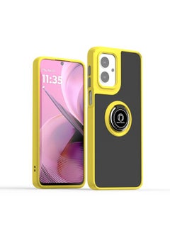 For Motorola Moto G55 Q Shadow 1 Series TPU + PC Phone Case with Ring(Yellow)