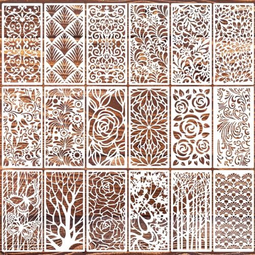 Stencils for Crafts Reusable Texture Stencils Background Stencil Leaf Floral Templates for Painting on Wood Furniture Card Canvas Paper ScrapbookBorder Stencil0318p