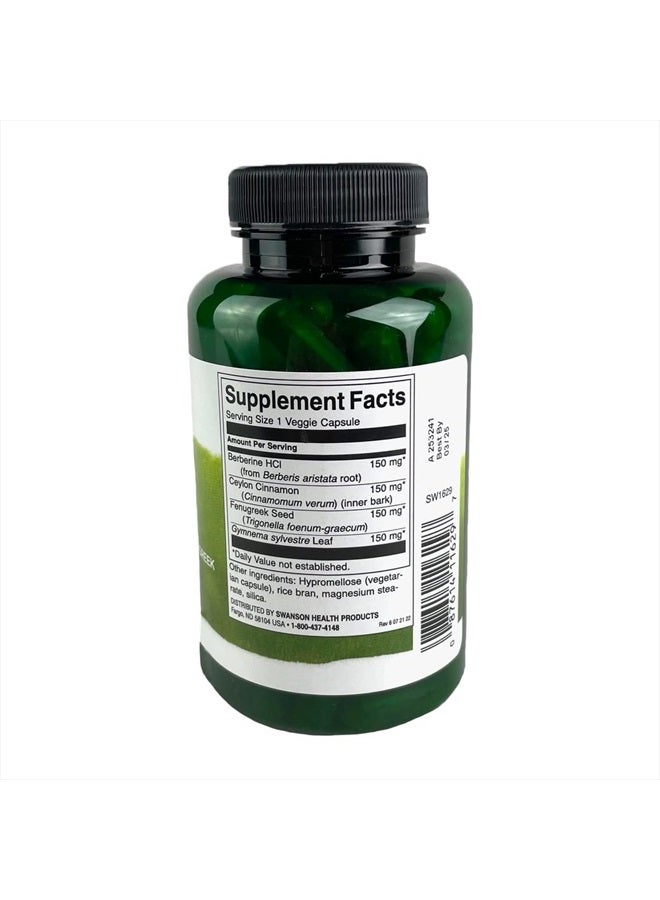 SWANSON Berberine Complex w/Cinnamon Gymnema & Fenugreek 90 Veg Capsules  - Image 2