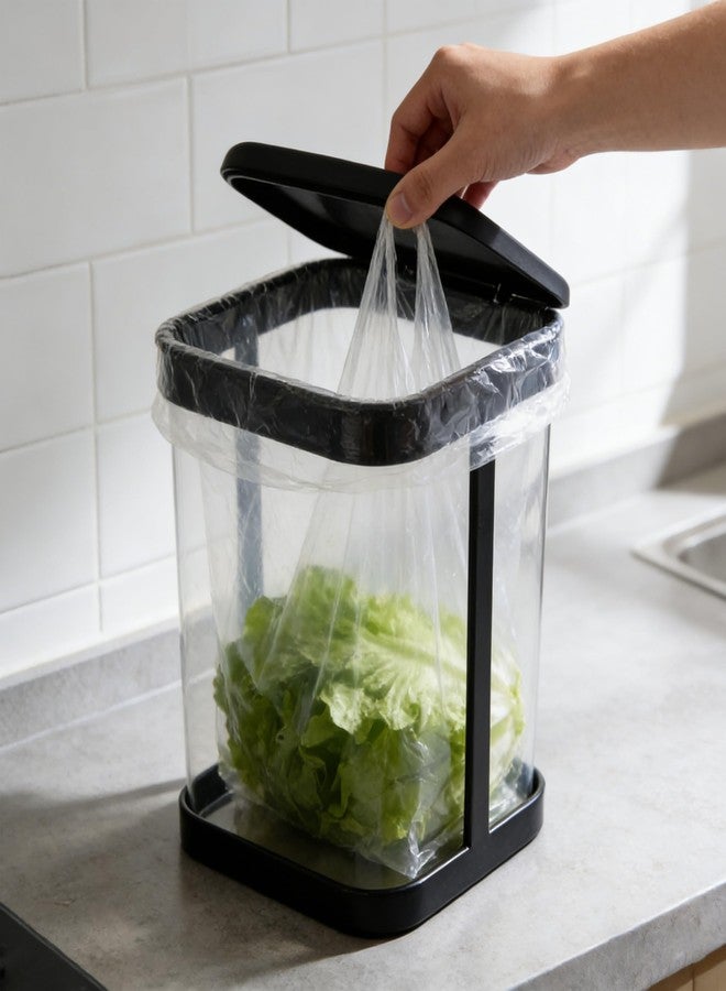 ZHQZZPH Metal Kitchen Trash Can | Countertop Bin with Lid Metal Countertop Trash Can Garbage Bag Holder for Home Kitchen - Image 4