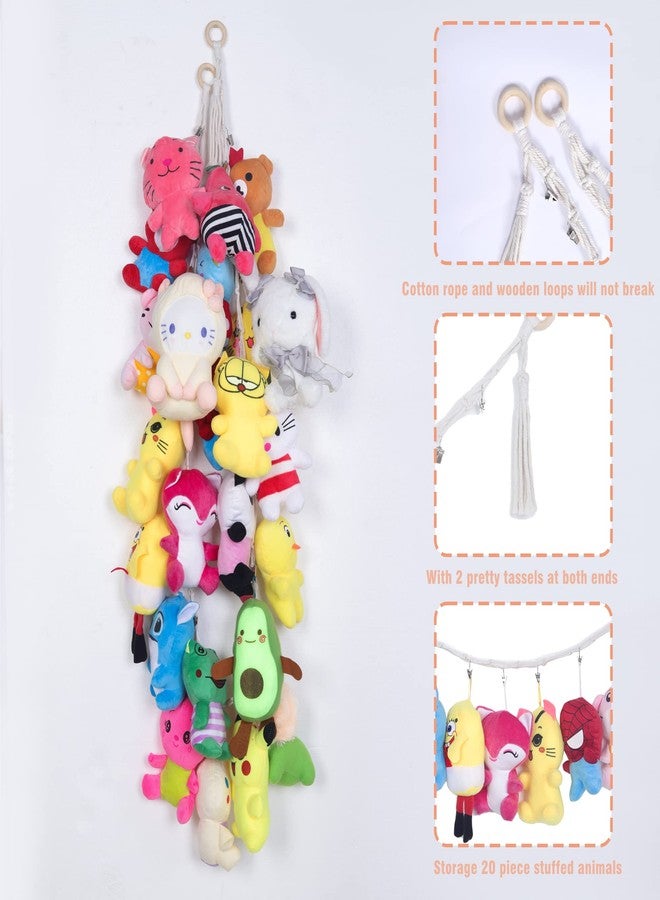 LONCHDAN 2PCS Stuffed Animals Storage Chain Organizers 80" Cotton Hanging Storage Chain with 40 Metal Clips Stuffed Animal Display Holder Chain for Wall or Corner Nursery Play Room - Image 3