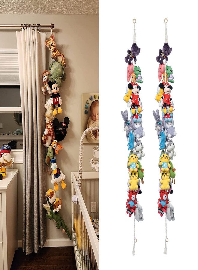 LONCHDAN 2PCS Stuffed Animals Storage Chain Organizers 80" Cotton Hanging Storage Chain with 40 Metal Clips Stuffed Animal Display Holder Chain for Wall or Corner Nursery Play Room - Image 1