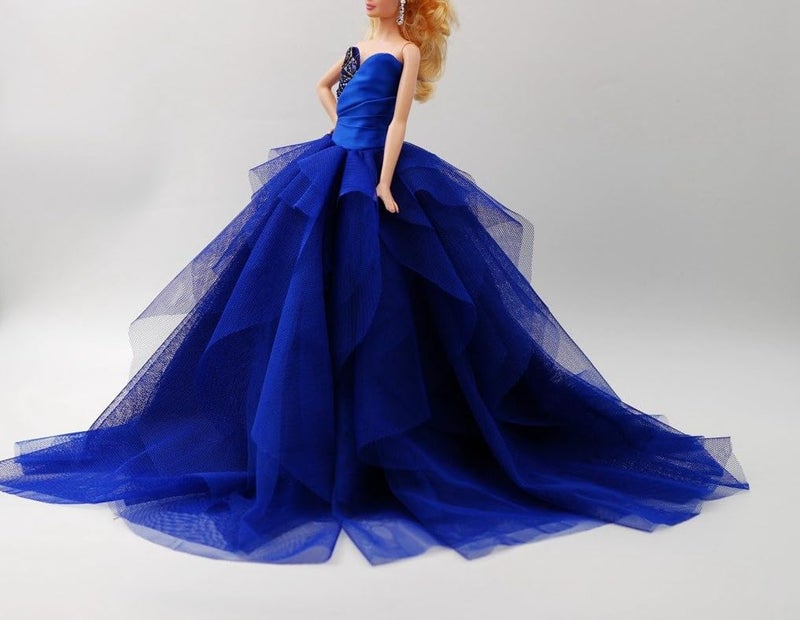 Cora Gu Handmade Cora Gu Sapphire Blue Ball Gown Princess Dress Fit for 12" Doll and Something Blue for Bride Wedding and Dolls' not Included - Image 2