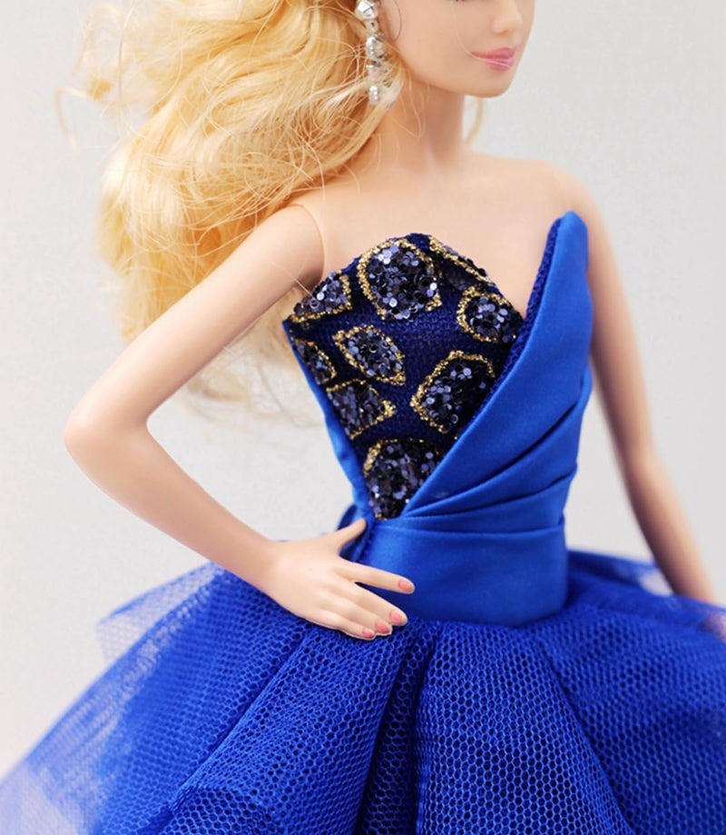 Cora Gu Handmade Cora Gu Sapphire Blue Ball Gown Princess Dress Fit for 12" Doll and Something Blue for Bride Wedding and Dolls' not Included - Image 3