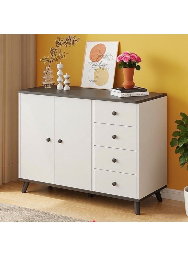 CityRiya-Long Chest of Drawers, Storage Tower with 4 Drawers, White Tall Dresser for Bedroom, 100cm Storage Cabinet, Large Storage Chest, Modern Nesting Tables for Living room, Office, Kitchen, (GLC104) - Image 3