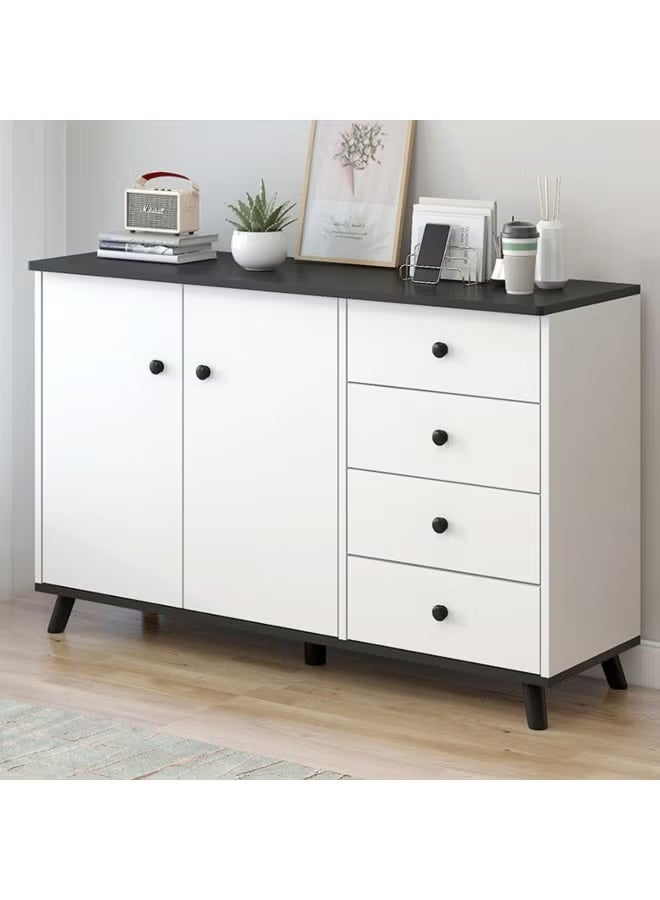 CityRiya-Long Chest of Drawers, Storage Tower with 4 Drawers, White Tall Dresser for Bedroom, 100cm Storage Cabinet, Large Storage Chest, Modern Nesting Tables for Living room, Office, Kitchen, (GLC104) - Image 1