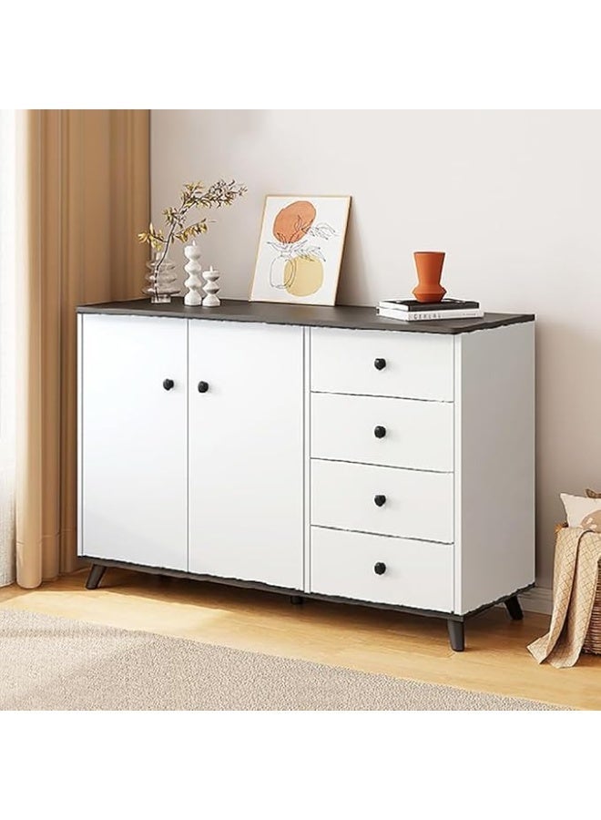 CityRiya-Long Chest of Drawers, Storage Tower with 4 Drawers, White Tall Dresser for Bedroom, 100cm Storage Cabinet, Large Storage Chest, Modern Nesting Tables for Living room, Office, Kitchen, (GLC104) - Image 2