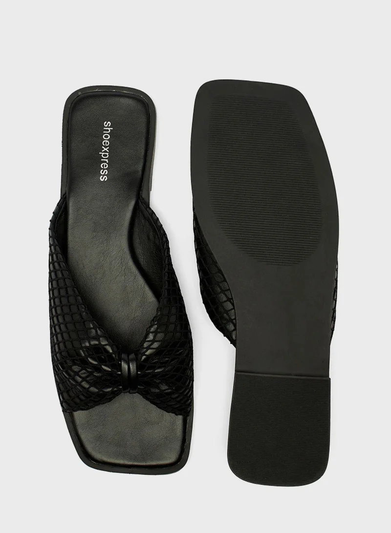 shoexpress Bow Strap Flat Sandals