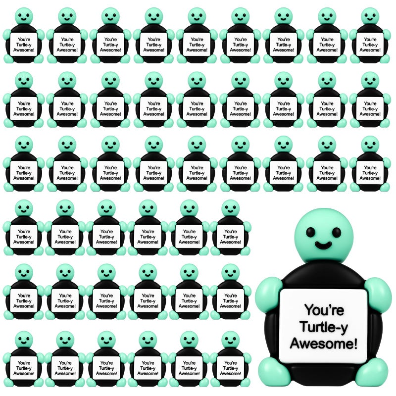 Gejoy 50 Pcs Mini Rubber Turtle Toys Positive Gifts Turtle Figures Decorations And Encouragement Birthday Motivational Gifts For Colleague Staff Teacher - Image 1
