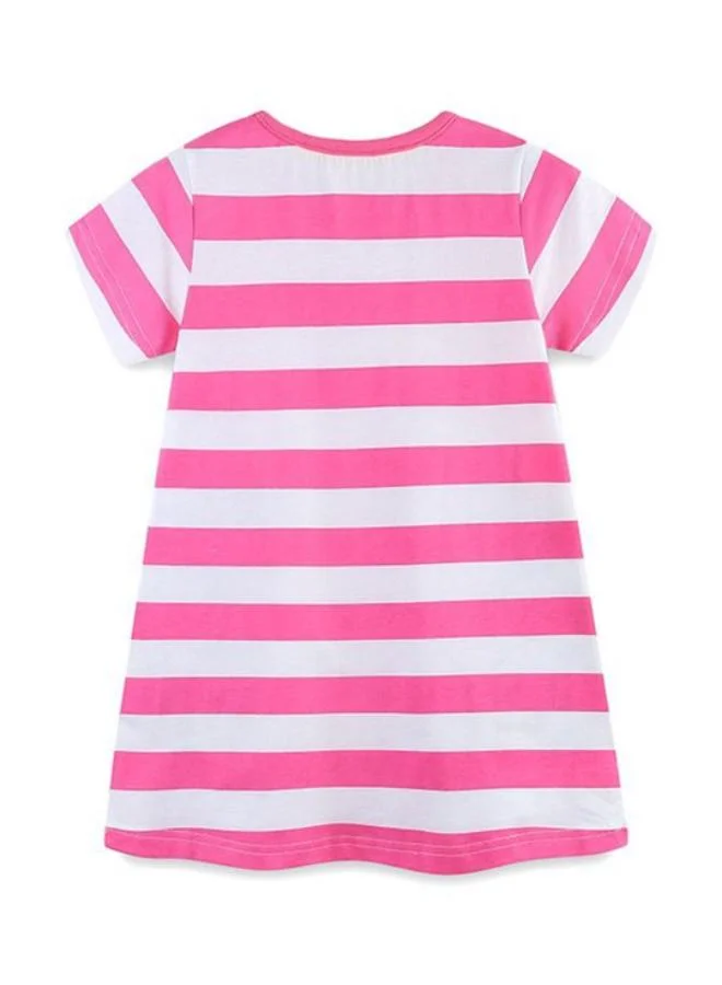 يونيكي Pink A-Line Crew Neck Printed Dress