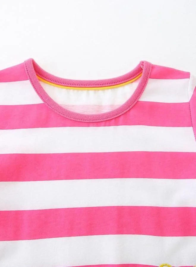 يونيكي Pink A-Line Crew Neck Printed Dress