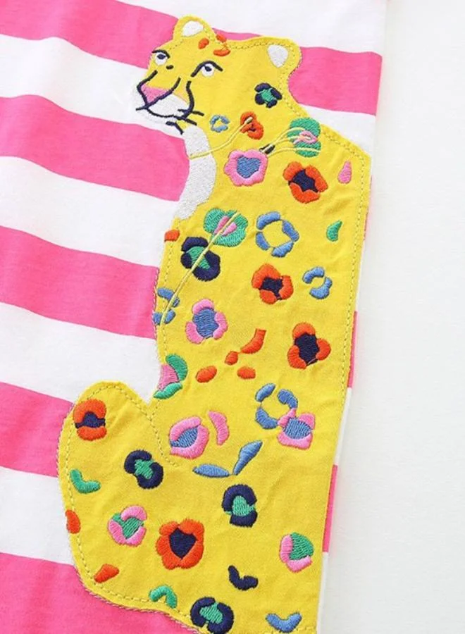 يونيكي Pink A-Line Crew Neck Printed Dress