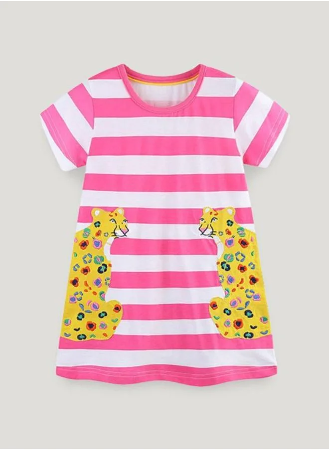 YUNIQEE Pink A-Line Crew Neck Printed Dress