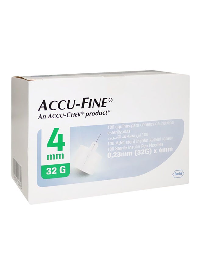 Accu-Fine إبر قلم الأنسولين المعقمة لمرضى السكري وتوصيل الأنسولين بدون ألم 32 ج X 4 مم، عبوة من 100 - Image 1