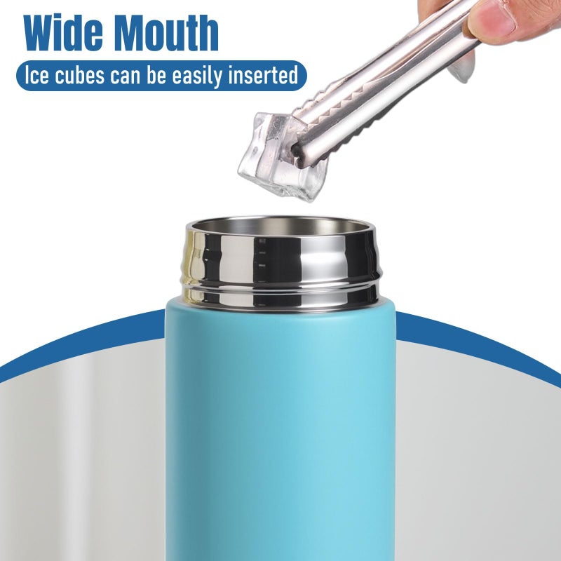 PARACITY Insulated Water Bottle, 15 oz Stainless Steel Water Bottles for Double Wall Vacuum Hot Drinks, Metal Water Bottle Keeps Hot for 12 Hrs, Cold for 24 Hrs, for Coffee, Tea (light blue) - Image 5