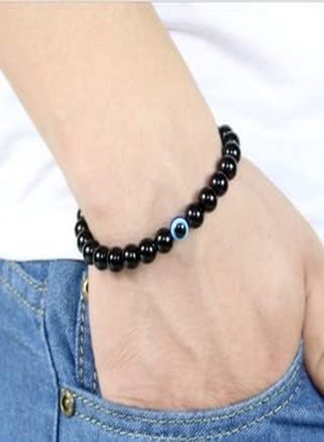 BEAUTIVIA Evil Eye Bracelet Men Women Unisex Beads Moti Nazar Natural Healing Protection Bracelet Black (Pack of 2 Pcs) - Image 5