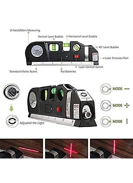 Wagela Wagela Laser Level Tool Multipurpose Laser Level Kit Standard Cross Line Laser level Laser Line leveler Beam Tool with Metric Rulers  - Image 3
