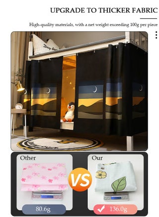 Blackout Bottom Bunk Bed Curtains Dormitory Room Lightproof Decorative Roommate Privacy Cover Canopy Photo Background Decor Backdrop Blackout Curtain 2 Panels - view 4