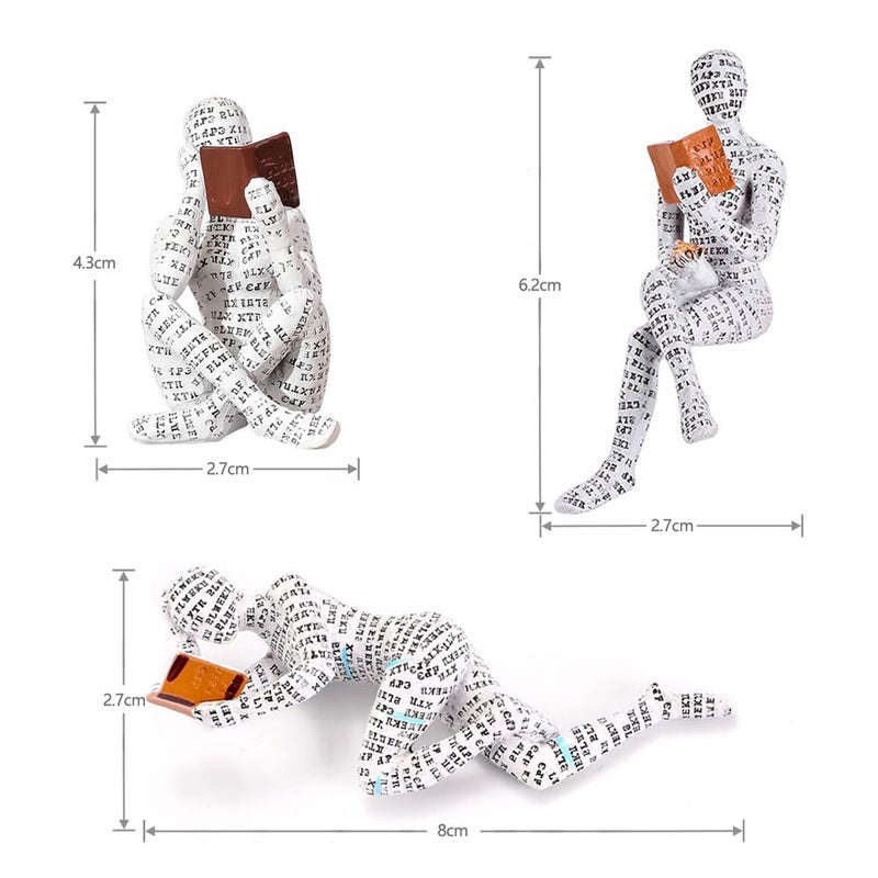 Joogour Modern Reading Woman Figurine - Home Decor Pulp Thinker Statu  Reading Women Sculpture Decoration for Home  Office  Living Room and Bookworms Abstract Thinker Statue for Shelf  Desk or Table (D) - Image 2
