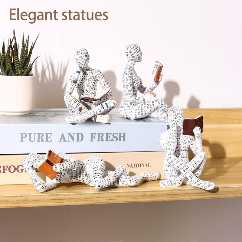 Joogour Modern Reading Woman Figurine - Home Decor Pulp Thinker Statu  Reading Women Sculpture Decoration for Home  Office  Living Room and Bookworms Abstract Thinker Statue for Shelf  Desk or Table (D) - Image 4