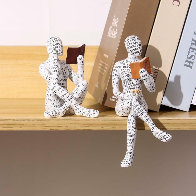 Joogour Modern Reading Woman Figurine - Home Decor Pulp Thinker Statu  Reading Women Sculpture Decoration for Home  Office  Living Room and Bookworms Abstract Thinker Statue for Shelf  Desk or Table (D) - Image 5