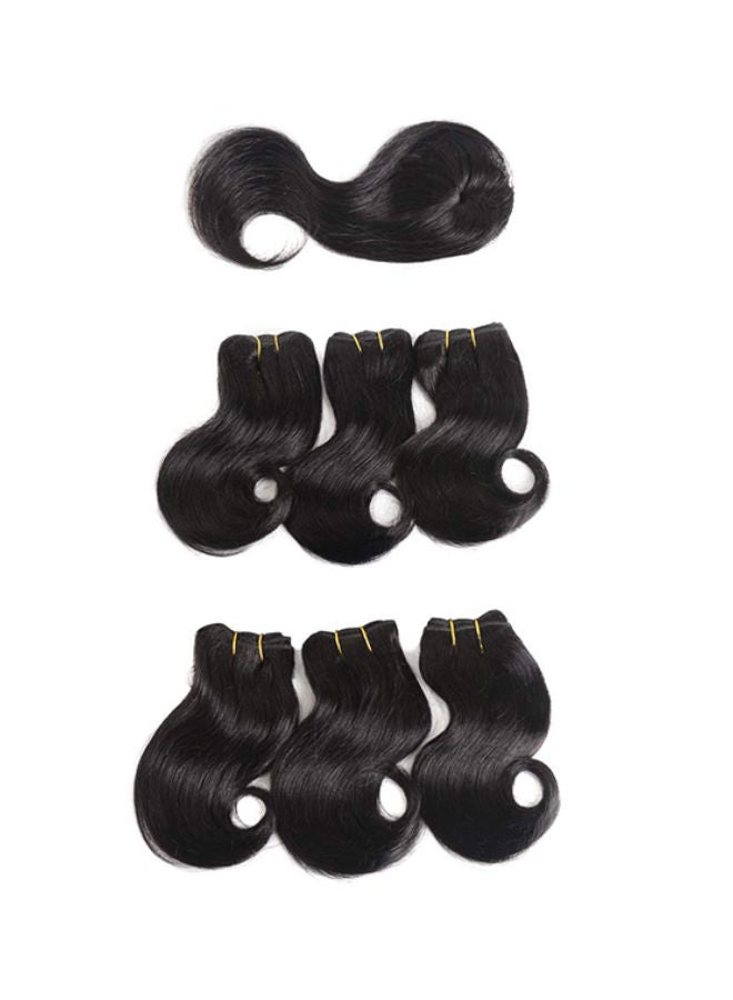 نيبمينينت مجموعة وصلات شعر طبيعي مموجة وقصيرة مع رباط للتثبيت من 6 قطع أسود 8بوصة - Image 2