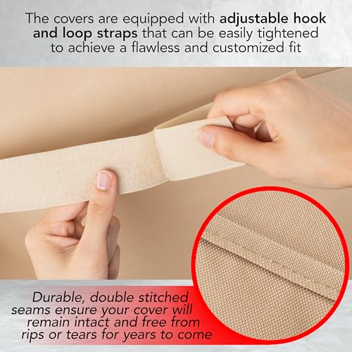 GrillTough Heavy Duty BBQ Grill Cover for Outdoor Grill, 58 Inch – Waterproof, Weather Resistant, UV & Fade Resistant with Adjustable Straps – Gas Grill Cover for Weber, Genesis, Charbroil, etc. Tan - Image 4