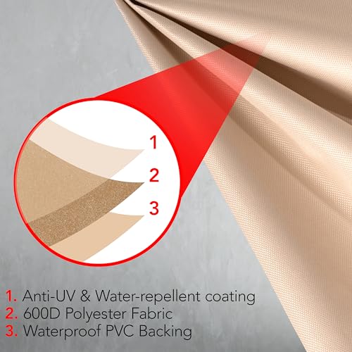 GrillTough Heavy Duty BBQ Grill Cover for Outdoor Grill, 58 Inch – Waterproof, Weather Resistant, UV & Fade Resistant with Adjustable Straps – Gas Grill Cover for Weber, Genesis, Charbroil, etc. Tan - Image 3