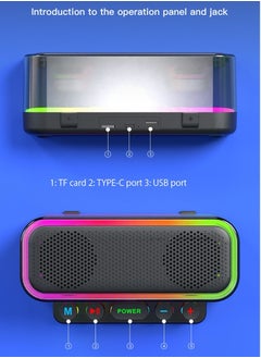 Generic 5.0 Wireless Bluetooth Speaker, Wireless Electronic Sports Gaming Speaker with Ambient RGB Light, 2400mAh 5+ Hours Play Time, Portable Bluetooth Speaker Suitable for Outdoor and Indoor, Black/Clear  - Image 5