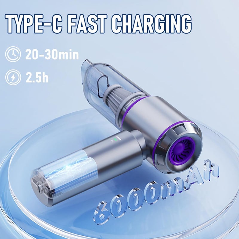 houscly Car Vacuum Portable Cordless 20000PA High Power Mini Vacuum Cleaner 4-in-1 Compressed Air Duster & Air Blower & Pump Hand Held Vacuum with Brushless Motor for Car, Home, Office,Camping - Image 5