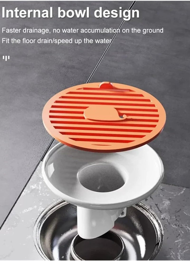 6 Pcs Orange One Way Drain Valve, Bathroom Universal Drain Stopper Deodorant Floor Drain Cover Filter Shower Hair Catcher Anti Clogging Drain Mesh Hair Stopper for Shower Drain Bathtub - Image 3