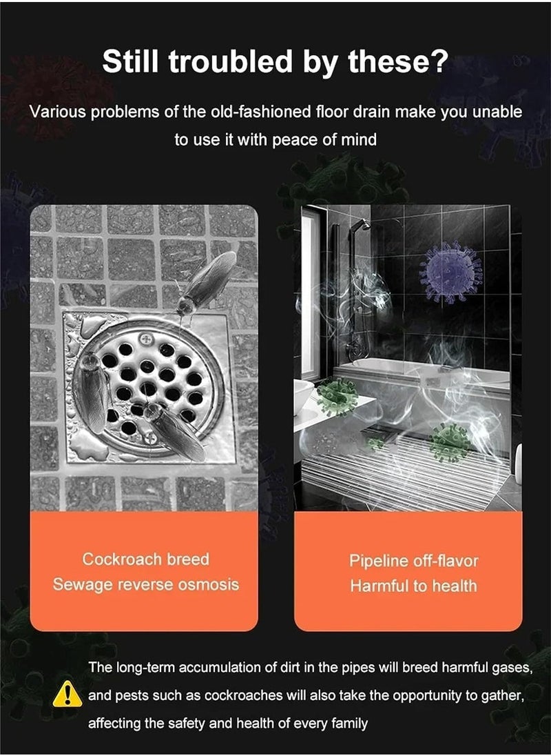 6 Pcs Orange One Way Drain Valve, Bathroom Universal Drain Stopper Deodorant Floor Drain Cover Filter Shower Hair Catcher Anti Clogging Drain Mesh Hair Stopper for Shower Drain Bathtub - Image 4