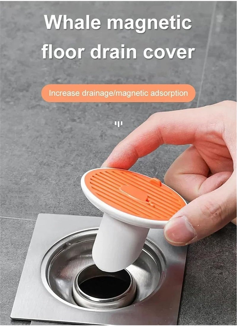 6 Pcs Orange One Way Drain Valve, Bathroom Universal Drain Stopper Deodorant Floor Drain Cover Filter Shower Hair Catcher Anti Clogging Drain Mesh Hair Stopper for Shower Drain Bathtub - Image 5