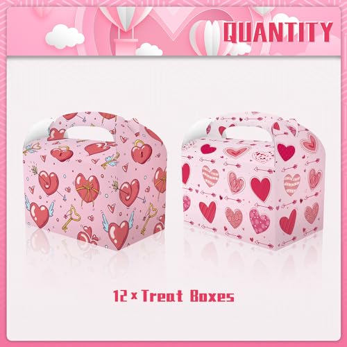 CPTBAG 12 Pack Valentine's Day Party Favors Boxes Valentine's Day Candy Goodie Love Heart Boxes Gift Treat Boxes for Valentines Day Mothers Day,Anniversary Wedding Party Decorations - Image 2