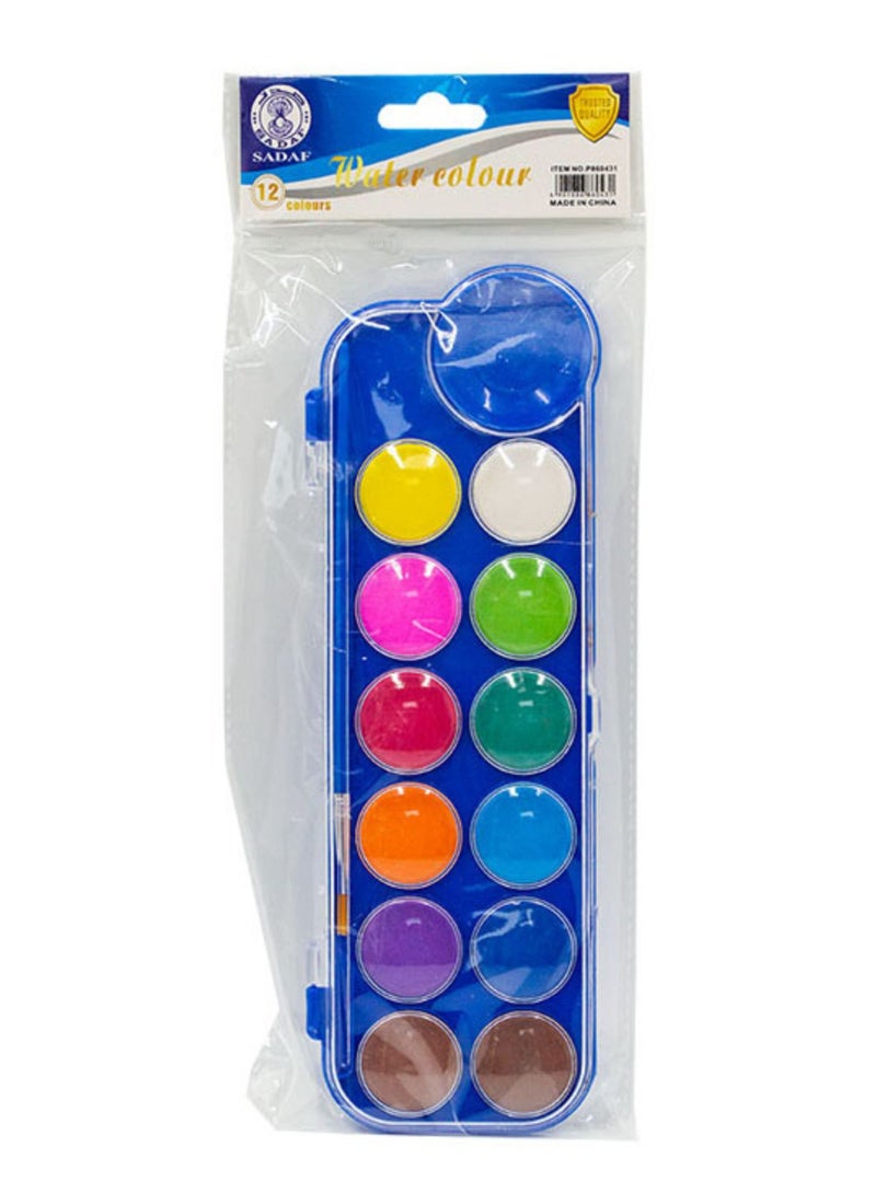 Sadaf Watercolour Set With Brush Multicolour 12-Colour - Image 1