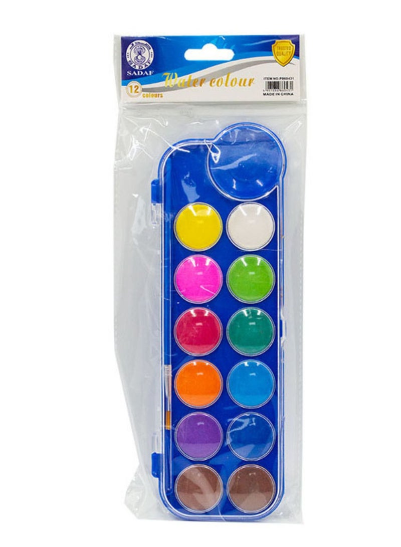 Sadaf Watercolour Set With Brush Multicolour 12-Colour - Image 2
