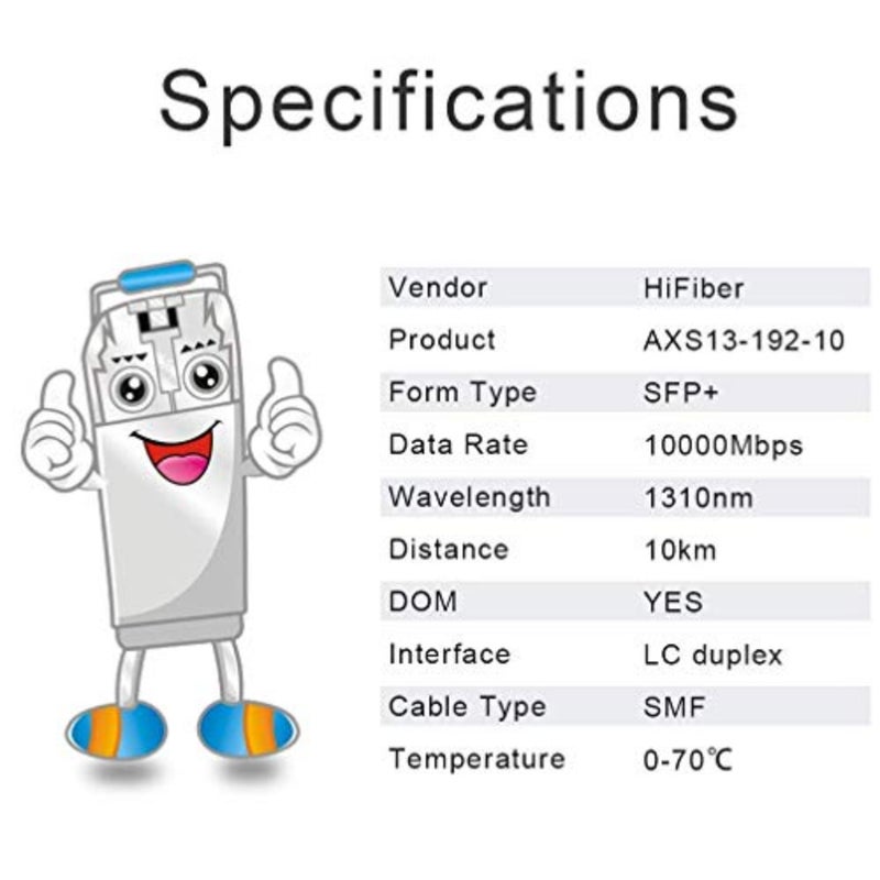 HFiber 10GBase-LR SFP+ جهاز إرسال واستقبال 2 حزمة لـ Cisco Ubiquiti Mikrotik Netgear D-Link TP-Link وحدة ألياف LC أحادية الوضع 1310nm 10km DDM أسود عالي الأداء - Image 5