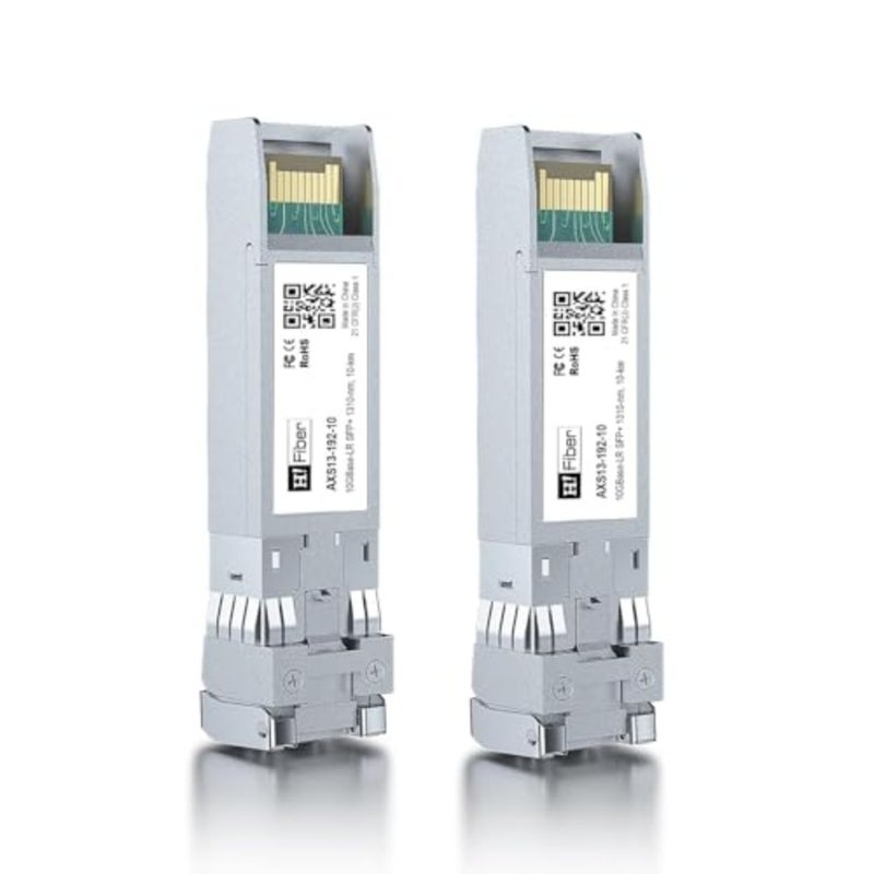 HFiber 10GBase-LR SFP+ جهاز إرسال واستقبال 2 حزمة لـ Cisco Ubiquiti Mikrotik Netgear D-Link TP-Link وحدة ألياف LC أحادية الوضع 1310nm 10km DDM أسود عالي الأداء - Image 1