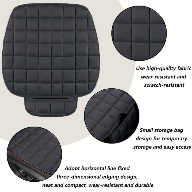 RADIANT Ultra-Soft Memory Foam with Non-Slip Grip and Storage Pouch Car Seat Cover Sponge Front Rear,– Universal Fit, All-Season (Black Front 1 Pcs) - Image 3