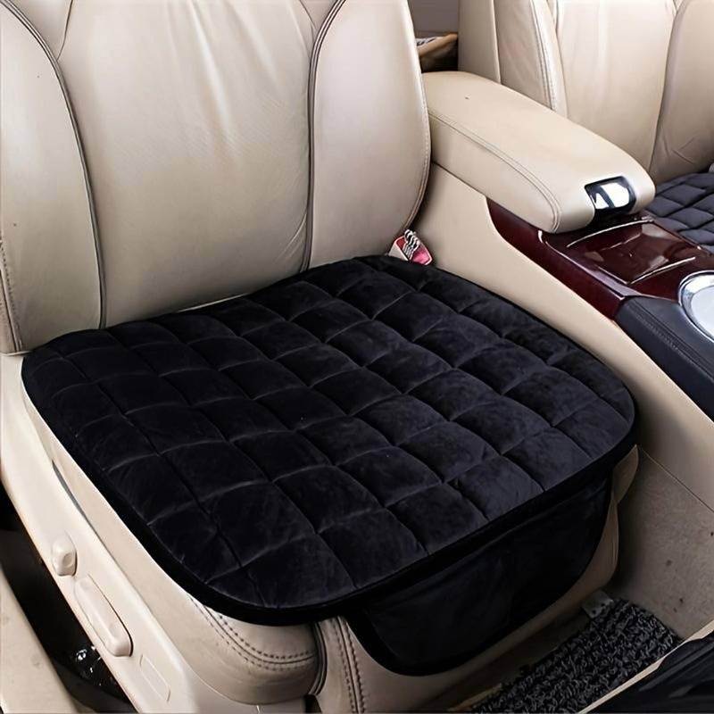 RADIANT Ultra-Soft Memory Foam with Non-Slip Grip and Storage Pouch Car Seat Cover Sponge Front Rear,– Universal Fit, All-Season (Black Front 1 Pcs) - Image 1