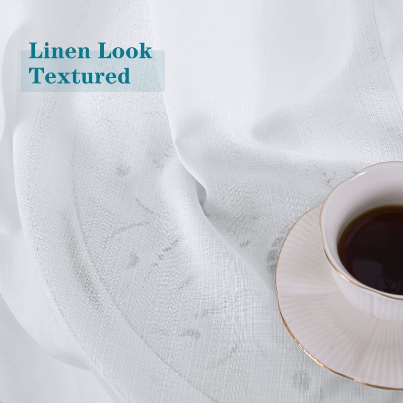 BGment Bression Bress Natural Linen Look Squi Surtains for Bedroom Grommet Light Filtering عرض خصوصية غير مبهمة من أجل غرفة المعيشة 2 لوحات (كل 38 × 45 بوصة بيضاء) - Image 2