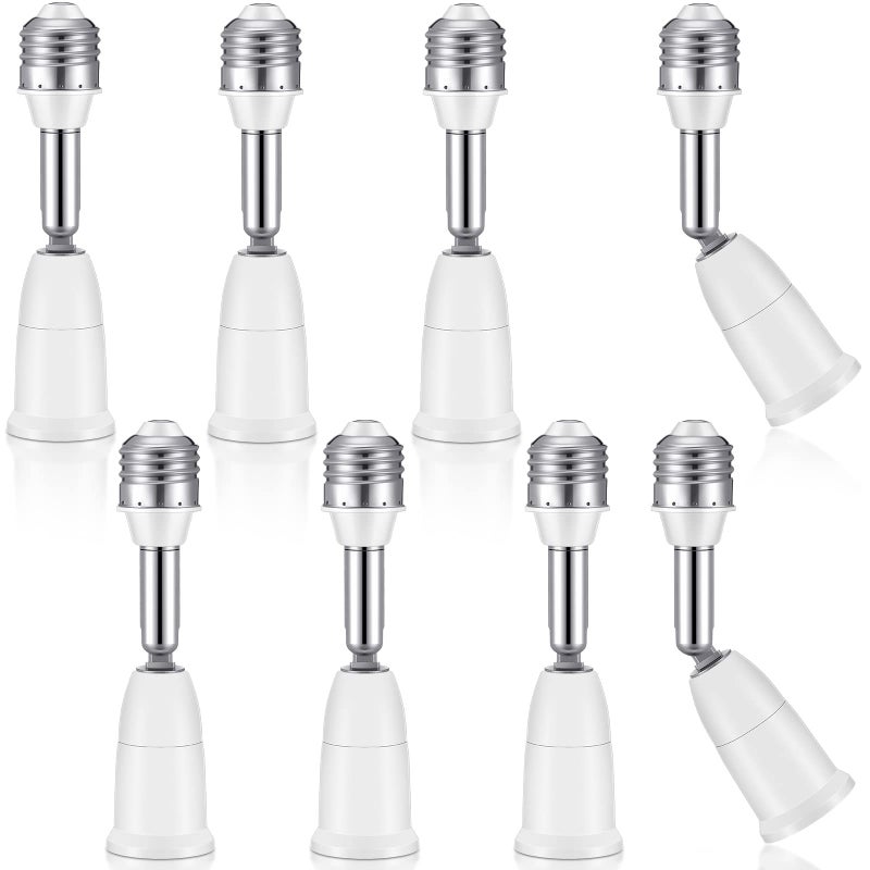 E26 E27 Light Socket Extenders 41 Inch Extension 180 Degree Adjustable Bendable Vertical Socket Extender Adapter Medium Screw Base Bulb Converter 8 Pack