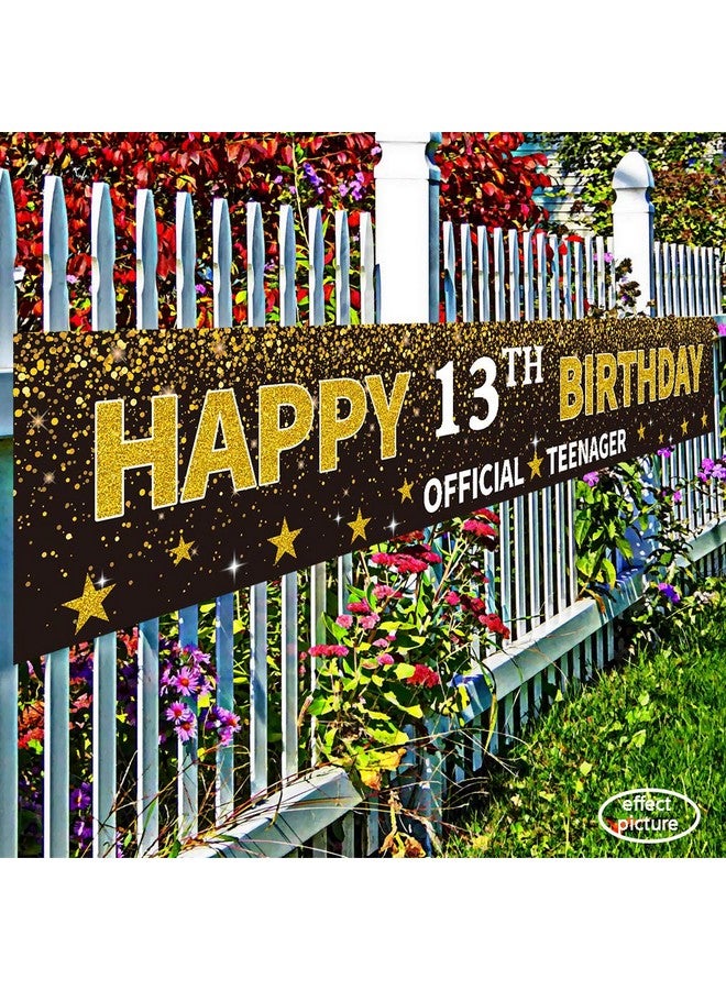 Shiny Ushinemi Happy 13th Birthday Banner, Official Teenager Banner, 13 Year Old Birthday Party Decorations Supplies Sign Backdrop, Black, 9.8x1.6Ft - Image 2