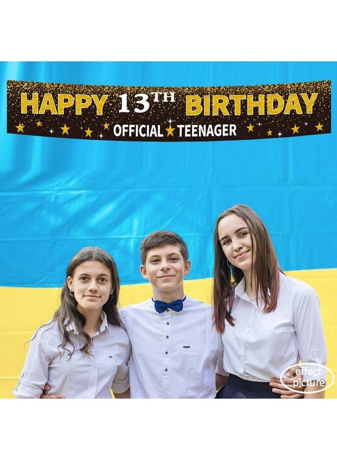 Shiny Ushinemi Happy 13th Birthday Banner, Official Teenager Banner, 13 Year Old Birthday Party Decorations Supplies Sign Backdrop, Black, 9.8x1.6Ft - Image 5
