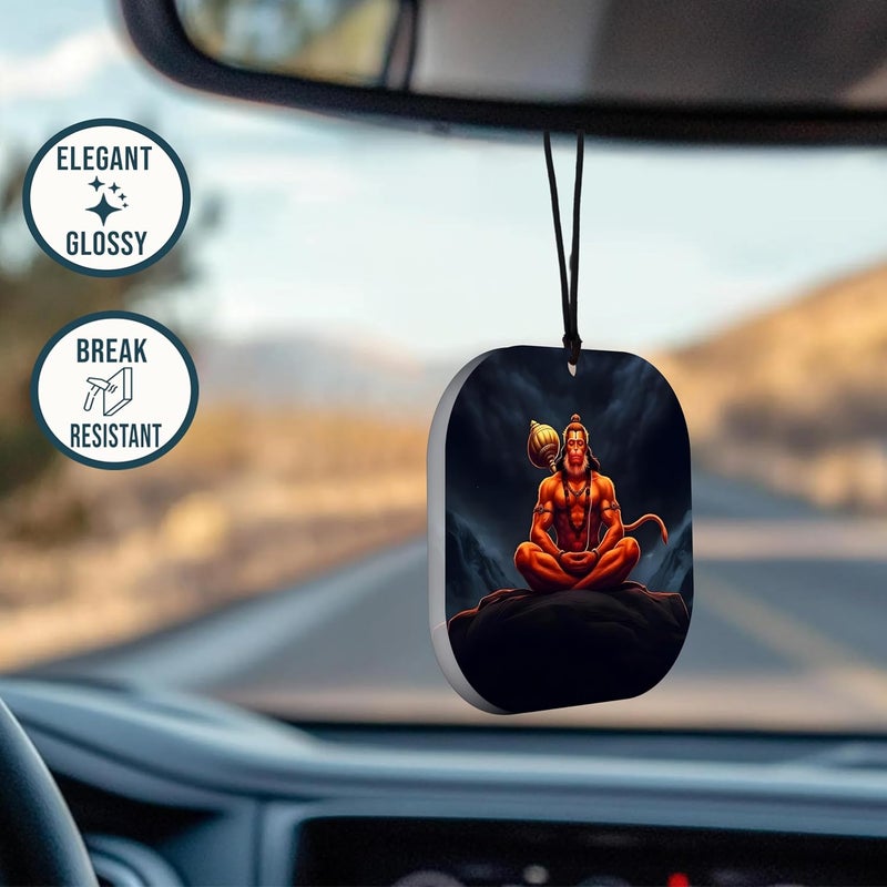 DECOCRU Lord Hanuman Ji Car Ornament | Acrylic Car Hanging | Accessory for Good Luck & Blessing During Travel | Hanuman Front & Rear Mirror - Image 2