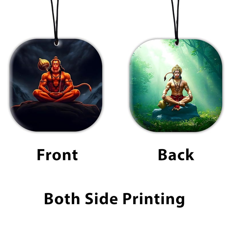 DECOCRU Lord Hanuman Ji Car Ornament | Acrylic Car Hanging | Accessory for Good Luck & Blessing During Travel | Hanuman Front & Rear Mirror - Image 3
