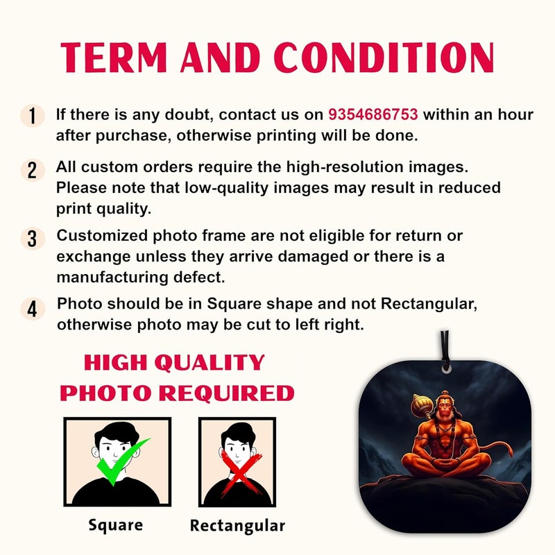 DECOCRU Lord Hanuman Ji Car Ornament | Acrylic Car Hanging | Accessory for Good Luck & Blessing During Travel | Hanuman Front & Rear Mirror - Image 5