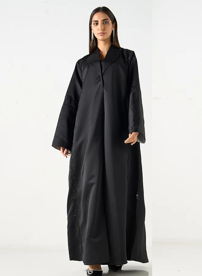 Hadiyath Al Madinah Black Embelished Abaya - HM