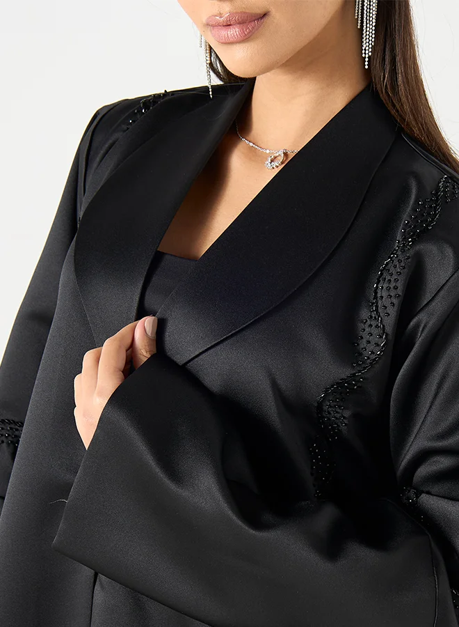 Hadiyath Al Madinah Black Embelished Abaya - HM